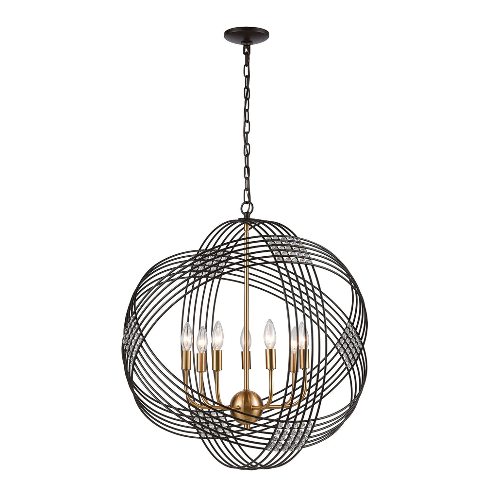 Concentric 7-Light Pendant in Oil Rubbed Bronze with Clear Crystal Beads
