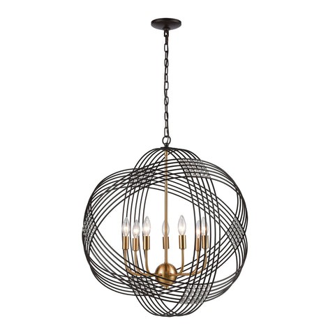 Concentric 7-Light Pendant in Oil Rubbed Bronze with Clear Crystal Beads