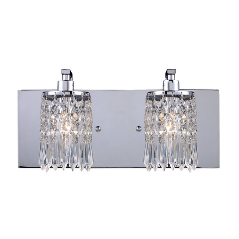 Optix 2-Light Vanity Sconce in Polished Chrome with Clear Crystal                                    