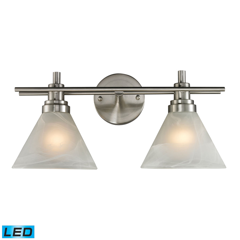 Pemberton 2 Light Bath in Brushed Nickel - LED Offering Up To 800 Lumens (60 Watt Equivalent) with F
