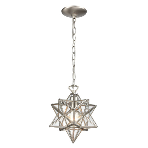 Moravian Star 9'' Wide 1-Light Mini Pendant - Antique Nickel