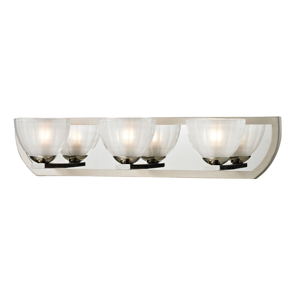 Sculptive Collection 3 light bath in Polished Nickel/Matte Nickel                                    