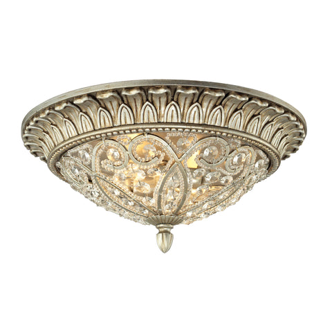 Andalusia Collection 2 light flush mount in Aged Silver
