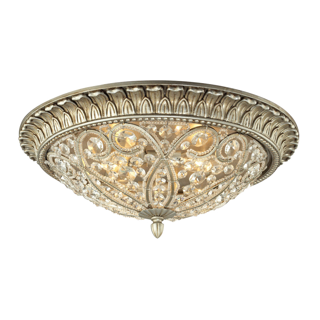 Andalusia Collection 4 light flush mount in Aged Silver