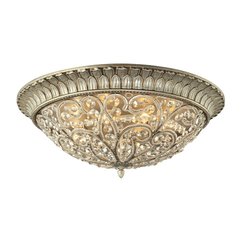 Andalusia Collection 8 light flush mount in Aged Silver