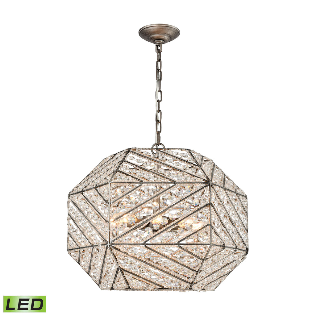 Constructs 8 Light LED Chandelier in Weathered Zinc