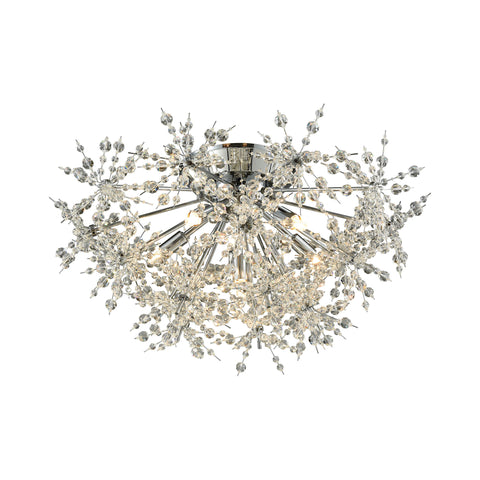 Snowburst 6 Light Semi Flush in Polished Chrome