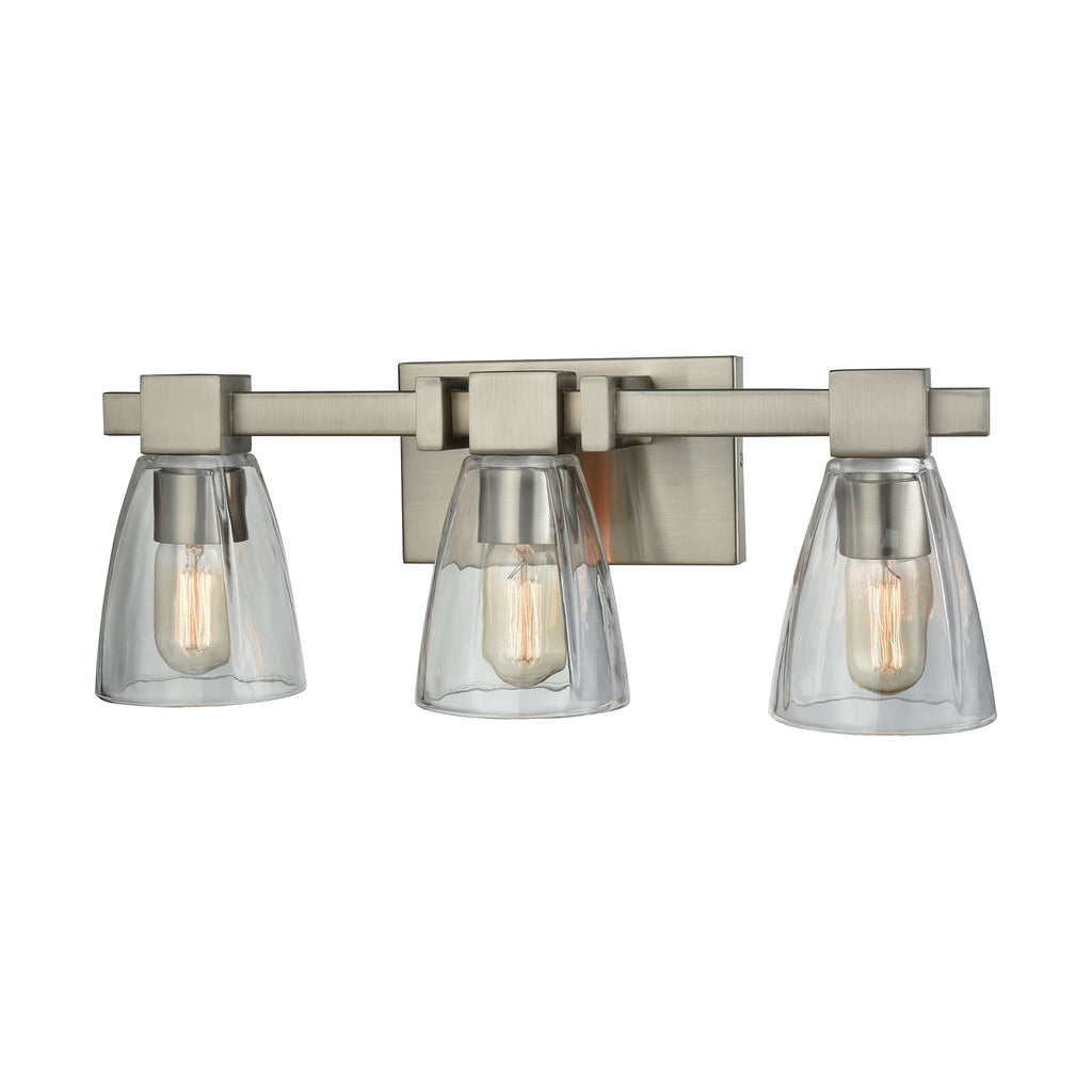 Ensley 3-Light Vanity in Satin Nickel with Clear Glass