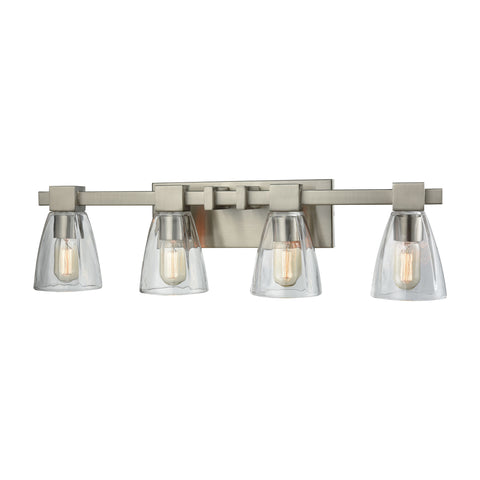 Ensley 4 Light Vanity in Satin Nickel with Clear Glass