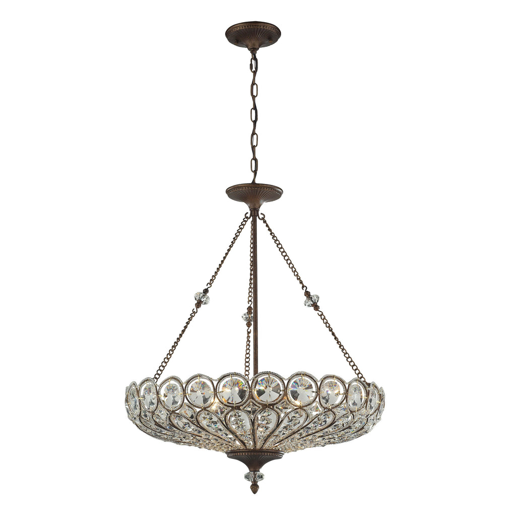 6 light pendant/semi flush in Mocha