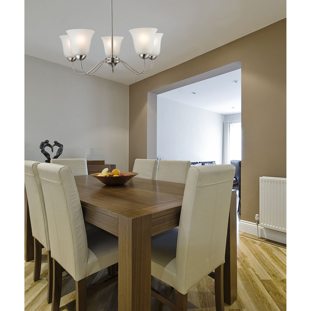 Conway 5-Light Chandelier in Brushed Nickel with White Glass