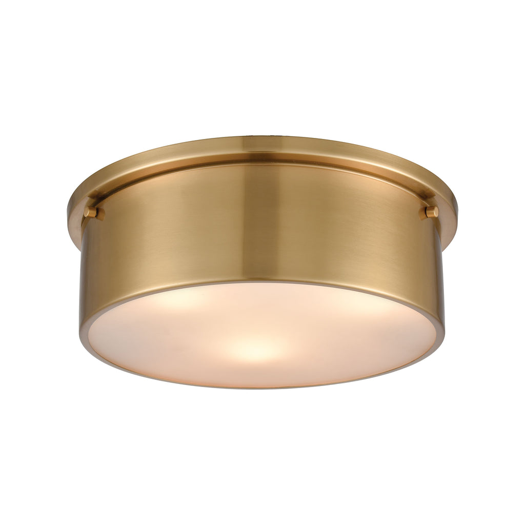 Flushes 3-Light Flush Mount in Satin Brass with Frosted Glass