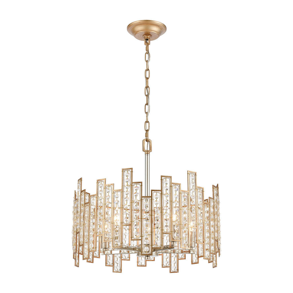 Equilibrium 5-Light Pendant in Matte Gold with Clear Crystal