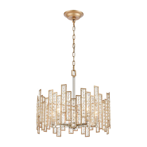 Equilibrium 5-Light Pendant in Matte Gold with Clear Crystal