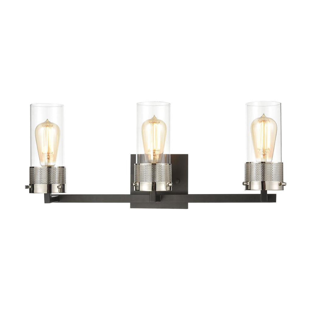 Bergenline 3-Light Vanity Light in Matte Black with Clear Glass