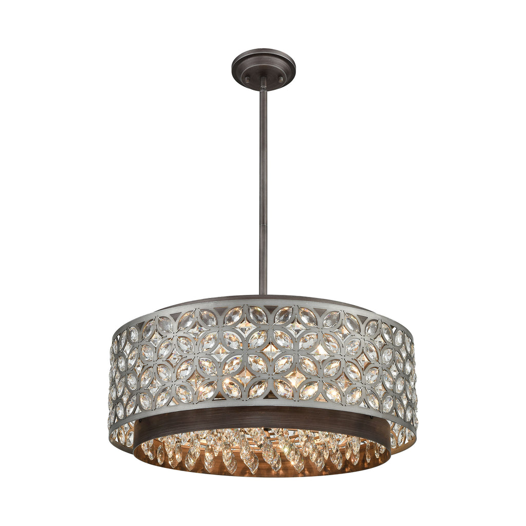 Rosslyn 6 Pendant Weathered Zinc/Matte Silver