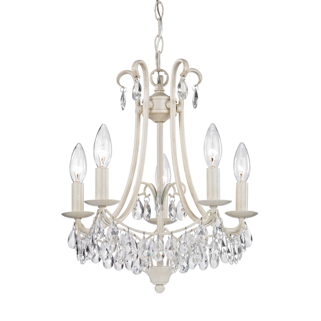 Victorian 5-Light Mini Chandelier in Antique Cream and Clear