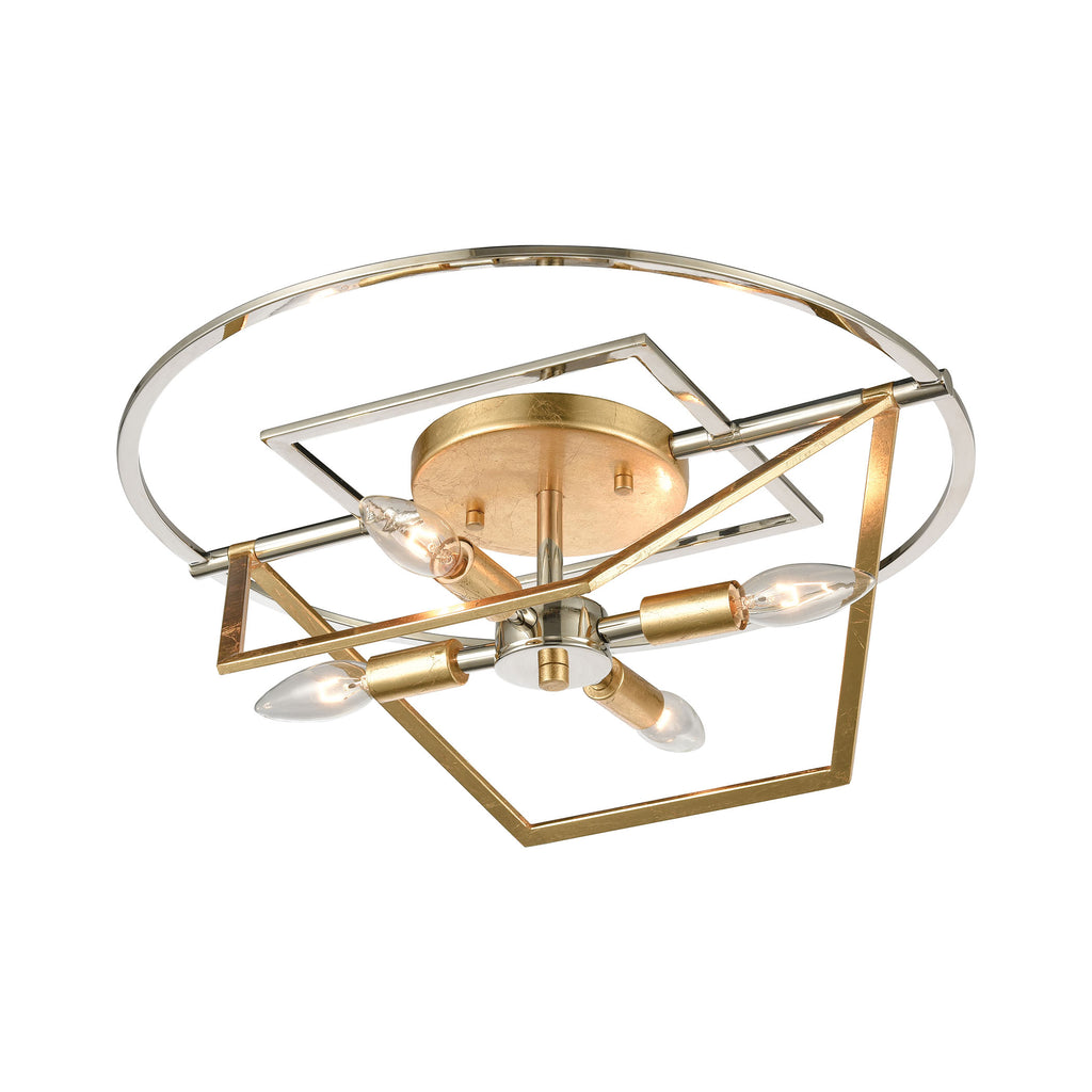 Geosphere 4-Light Semi Flush in Polished Nickel and Parisian Gold Leaf