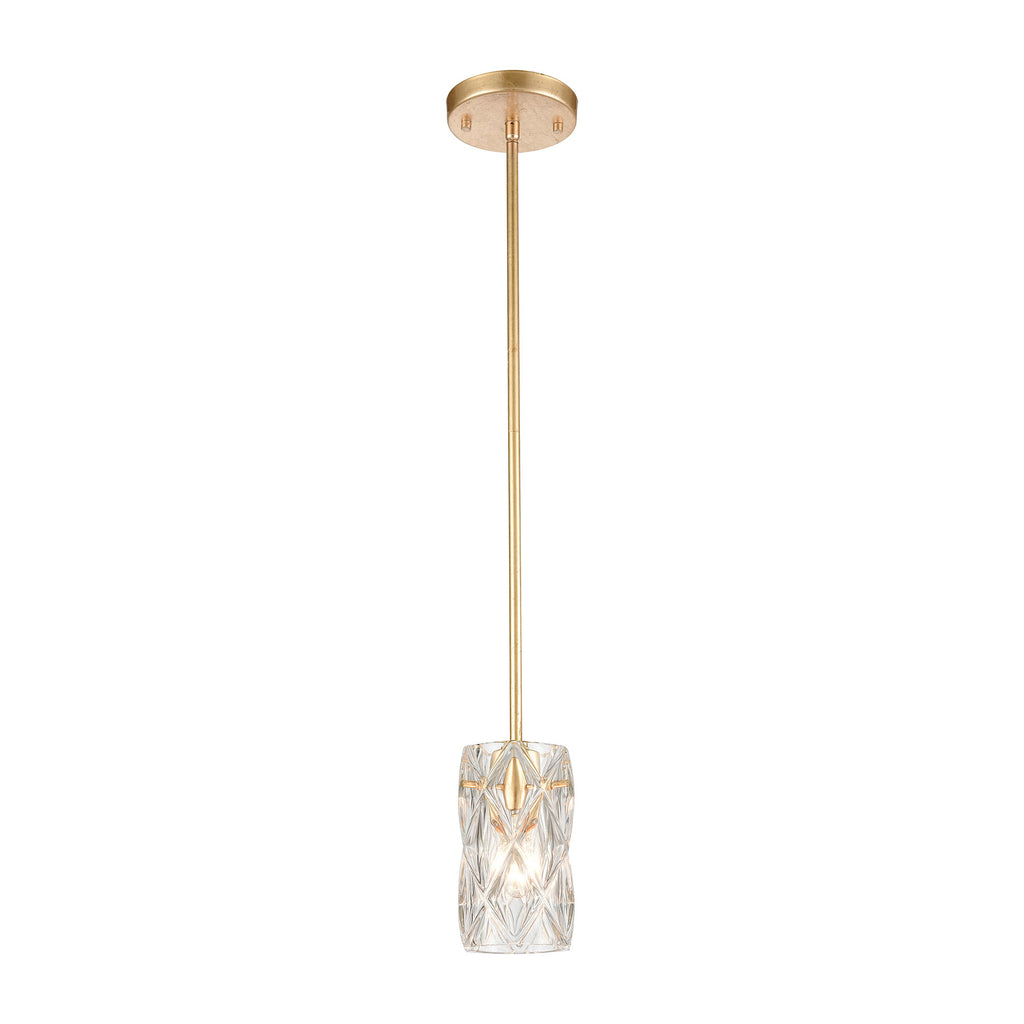 Jenning 1-Light Mini Pendant in Parisian Gold Leaf with Clear Crystal