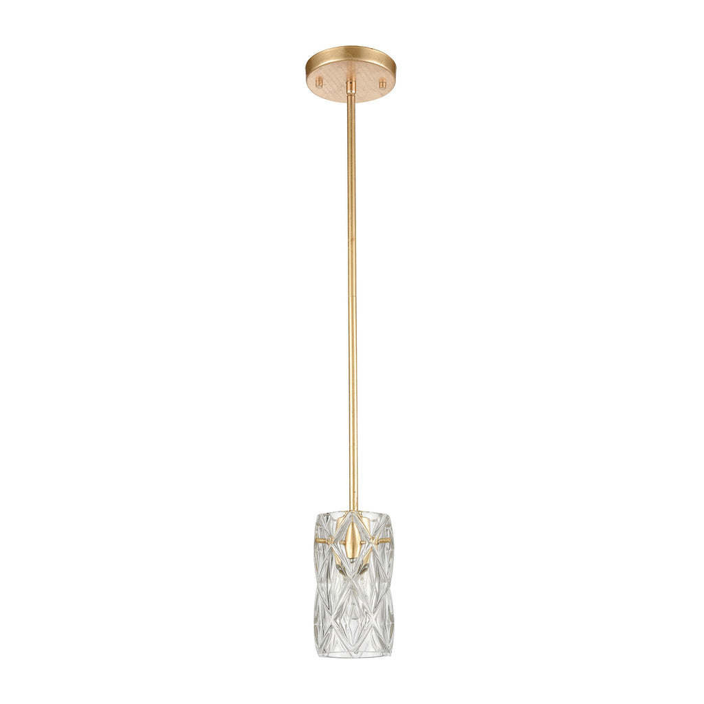 Jenning 1-Light Mini Pendant in Parisian Gold Leaf with Clear Crystal