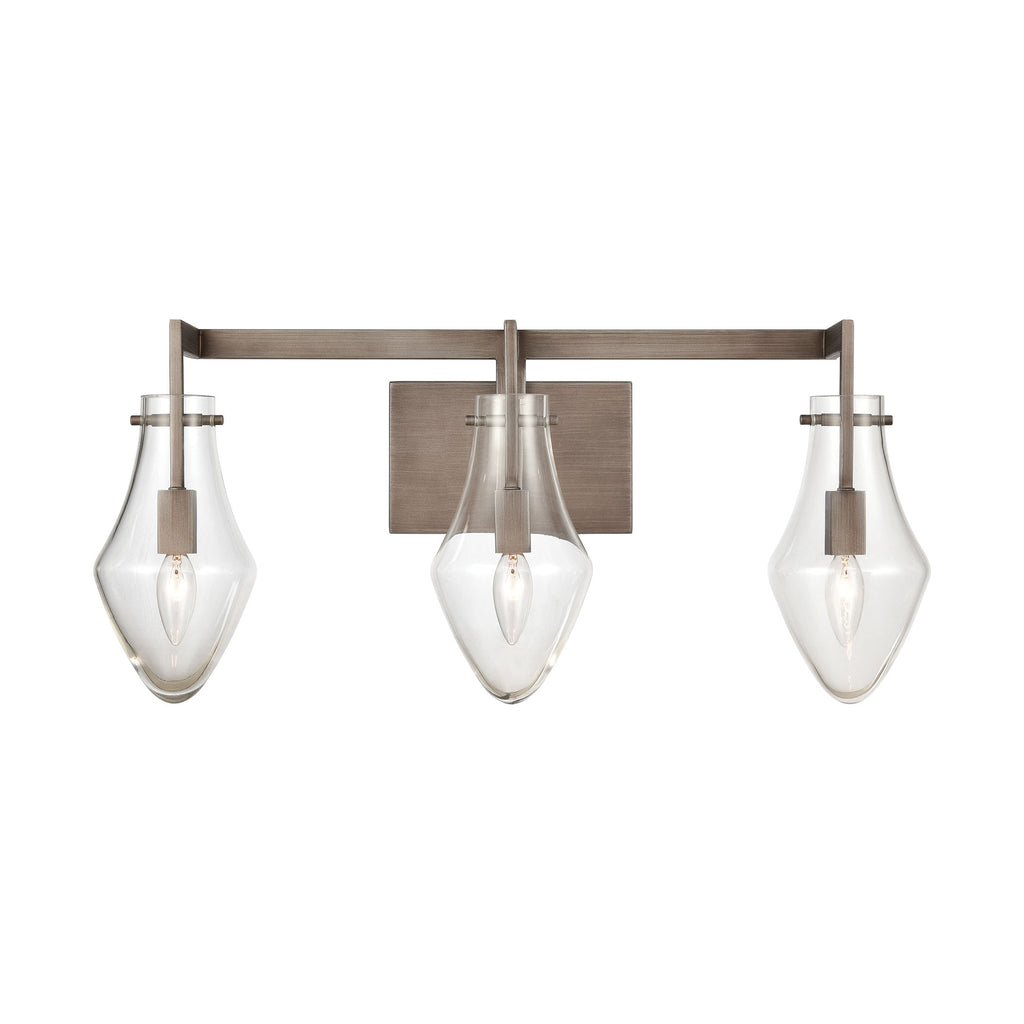 Culmination 3-Light Vanity Light in Weathered Zinc with Clear Glass