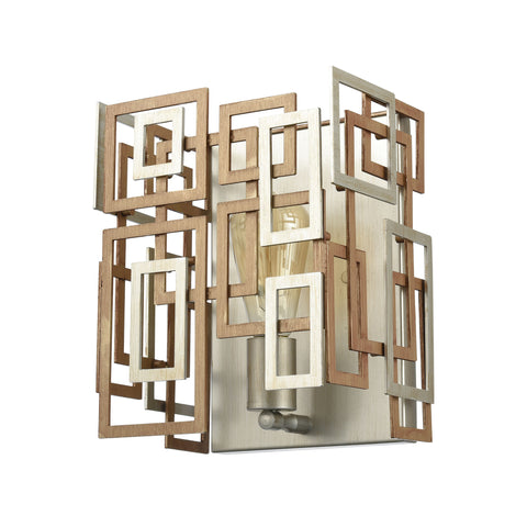 Gridlock 1-Light Sconce in Matte Gold and Aged Silver