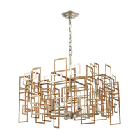 Gridlock 6-Light Chandelier in Matte Gold and Aged Silver