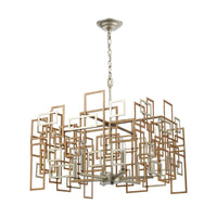 Gridlock 6-Light Chandelier in Matte Gold and Aged Silver