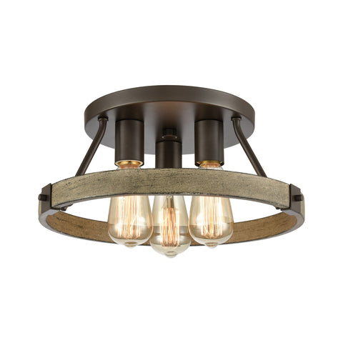 Transitions 3-Light Semi Flush in Oil Rubbed Bronze and Aspen