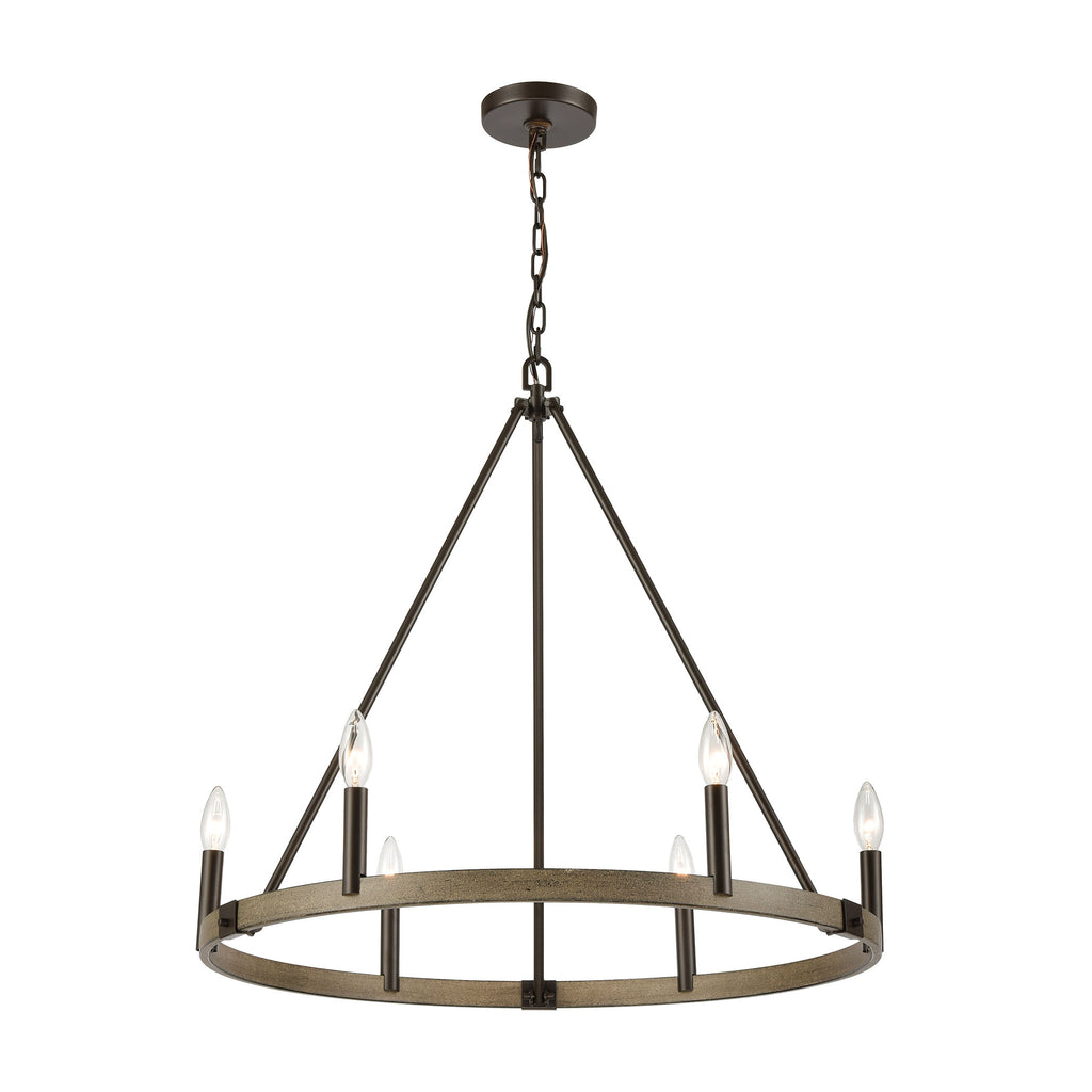 Transitions 6-Light Chandelier in Oil Rubbed Bronze and Aspen Finish
