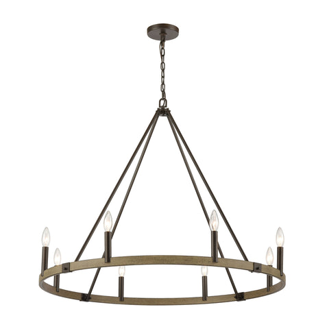 Transitions 8-Light Chandelier in Oil Rubbed Bronze and Aspen Finish