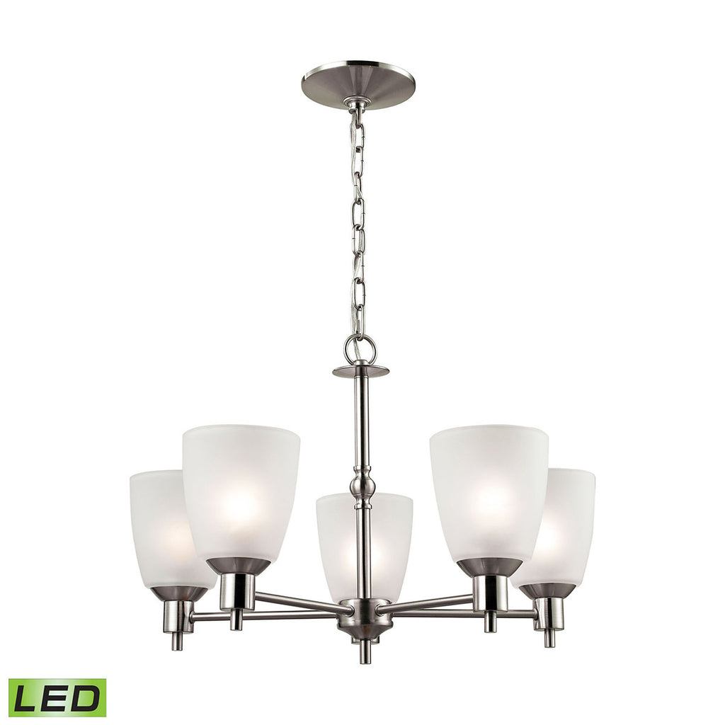 Jackson 5 Light LED Chandelier In Brushed Nickel