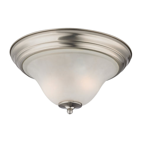 Kingston 2-Light Flush Mount in Brushed Nickel with White Glass