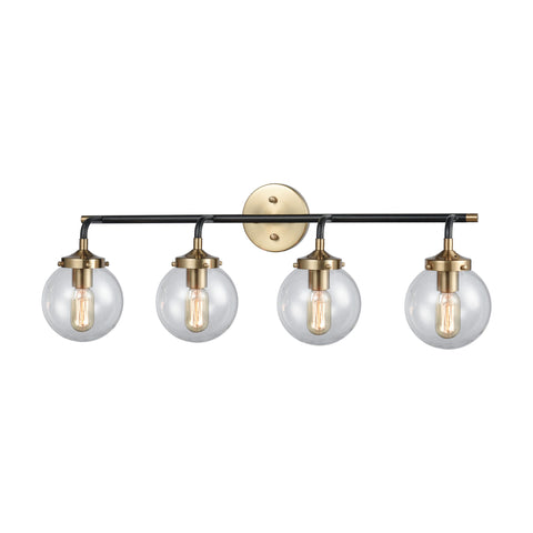 Boudreaux 4 Vanity Matte Black/Antique Gold