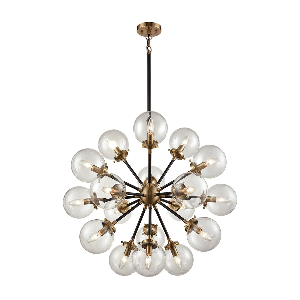 Boudreaux 18 Light Chandelier in Matte Black and Antique Gold