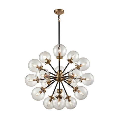 Boudreaux 18 Light Chandelier in Matte Black and Antique Gold