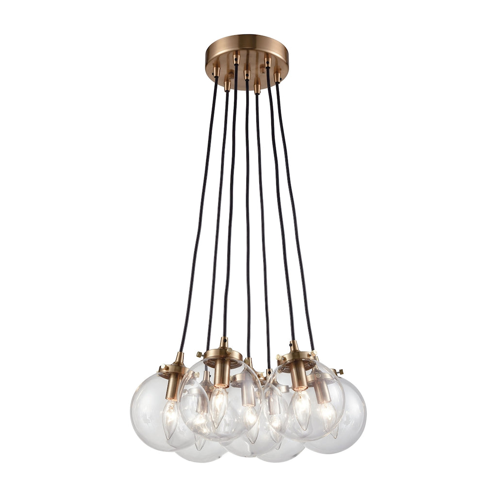 Boudreaux 7 Light Chandelier in Satin Brass with Clear Glass