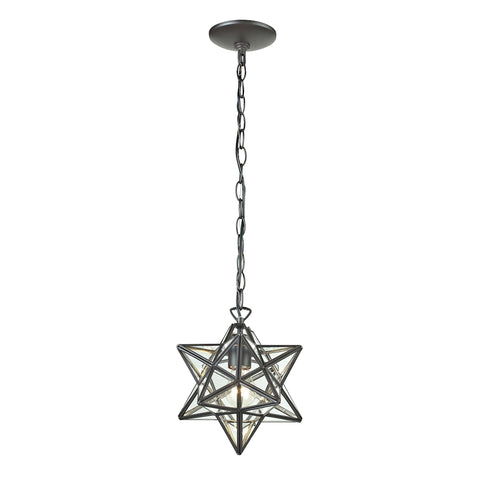 Star 1-Light Mini Pendant in Oiled Bronze with Clear Glass