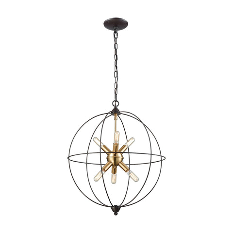 Loftin 6 Light Chandelier in Oil Rubbed Bronze with Satin Brass Accents