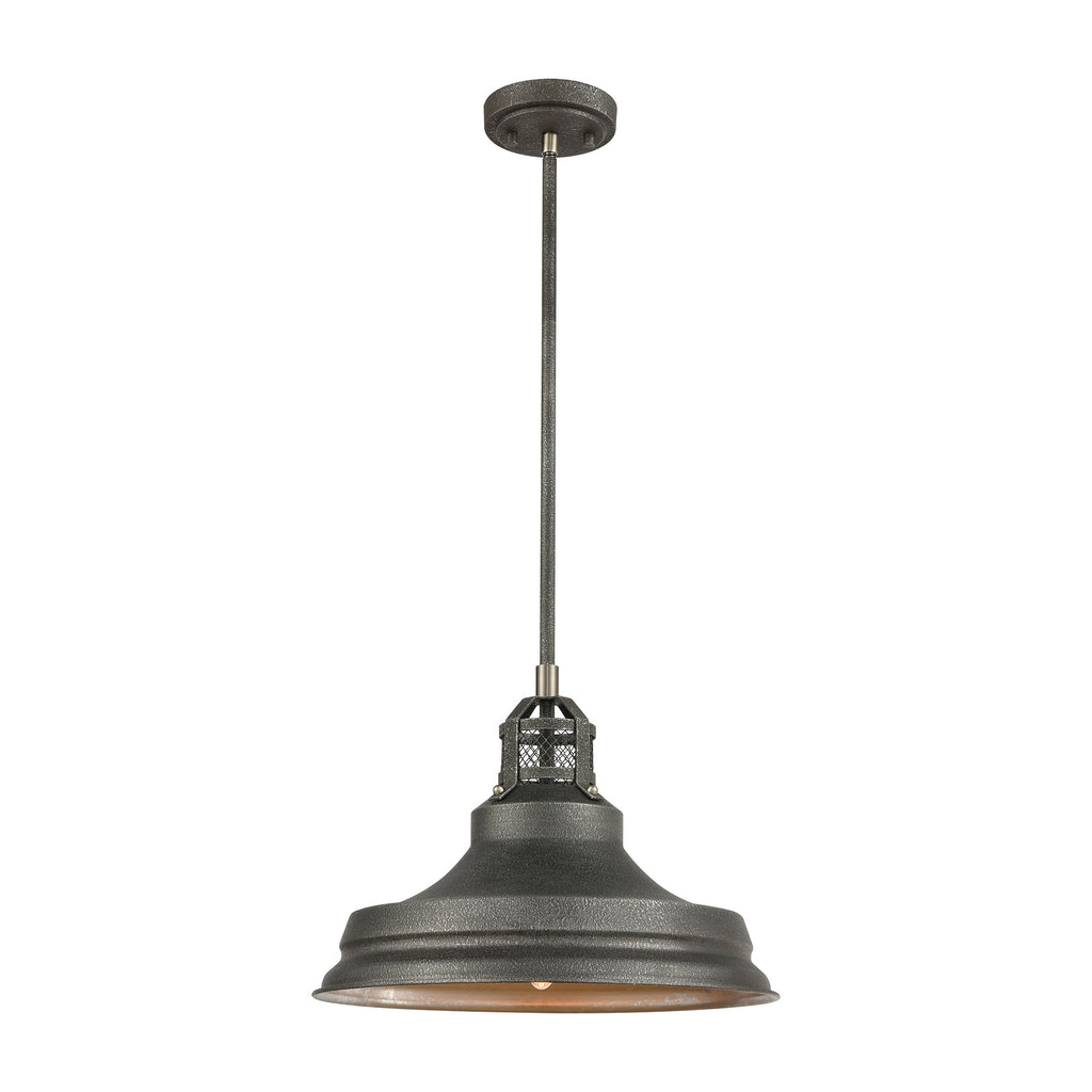 Carbondale 1-Light Pendant in Slate Mist and Satin Nickel with Slate Mist Metal Shade