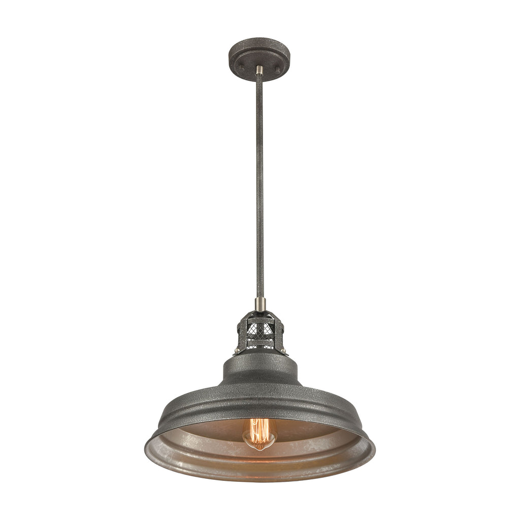 Carbondale 1-Light Pendant in Slate Mist and Satin Nickel with Slate Mist Metal Shade