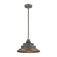 Carbondale 1-Light Pendant in Slate Mist and Satin Nickel with Slate Mist Metal Shade