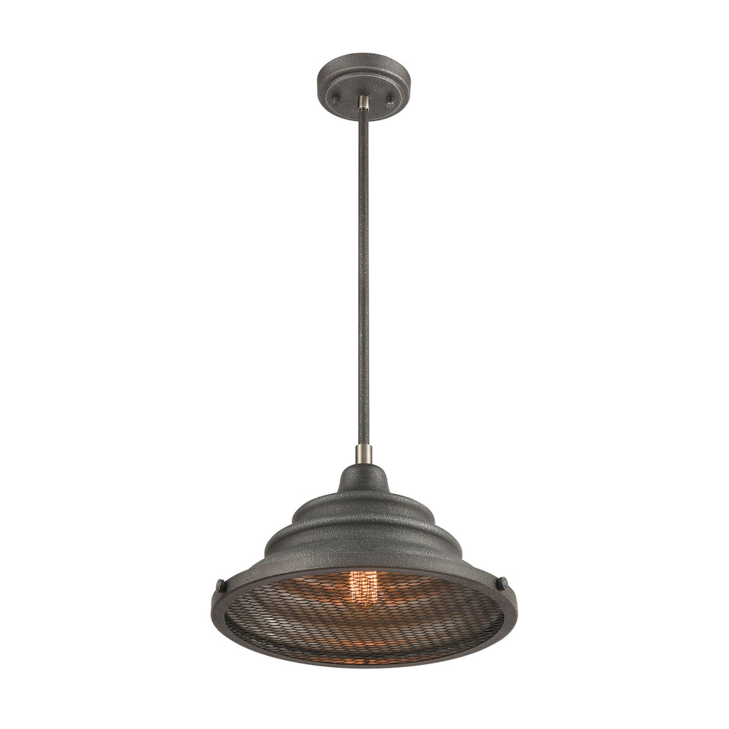 Carbondale 1-Light Pendant in Slate Mist and Satin Nickel with Slate Mist Metal Shade