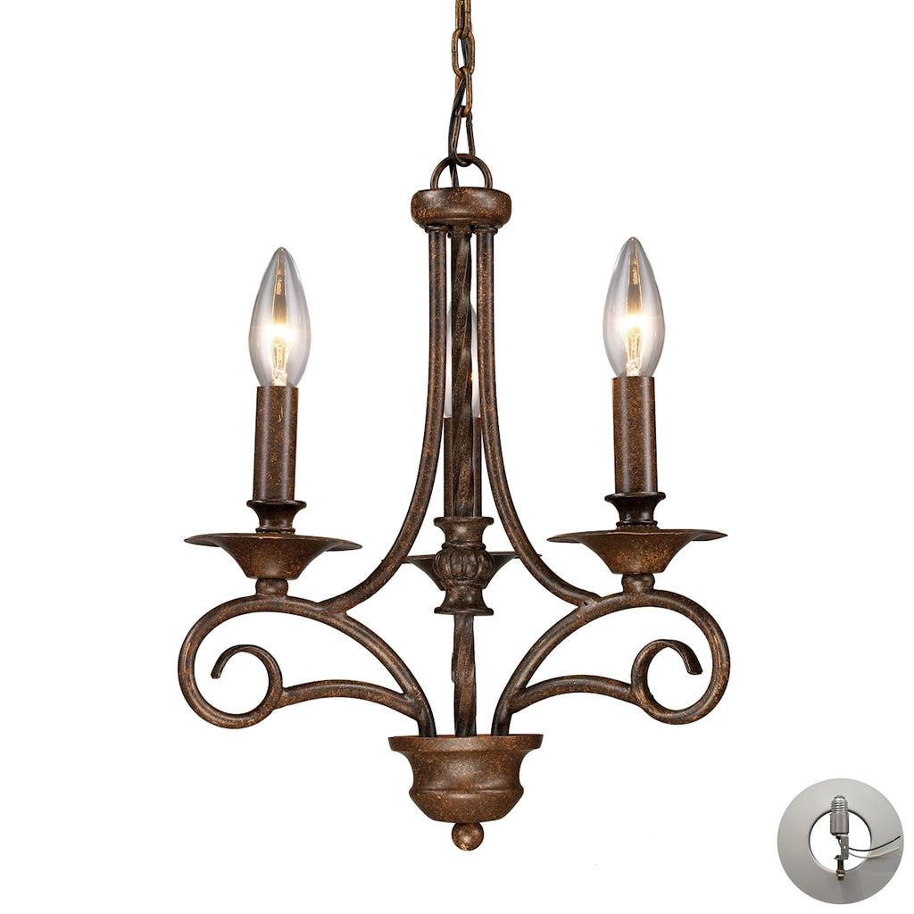 Gloucester 3 Light Chandelier in Weathered Bronze - Includes Adapter Kit