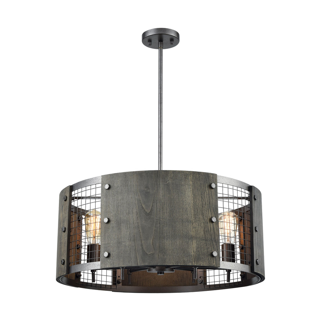 Halstead 6 Pendant Ash Gray/Dark Gray Wood