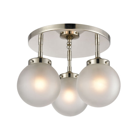 Boudreaux 3-Light Semi Flush Mount in Polished Nickel with Frosted