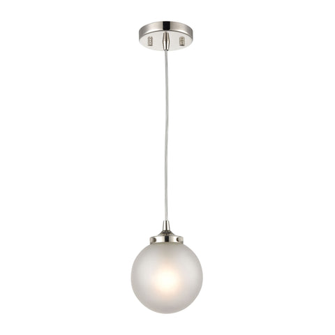 Boudreaux 1-Light Mini Pendant in Polished Nickel with Frosted