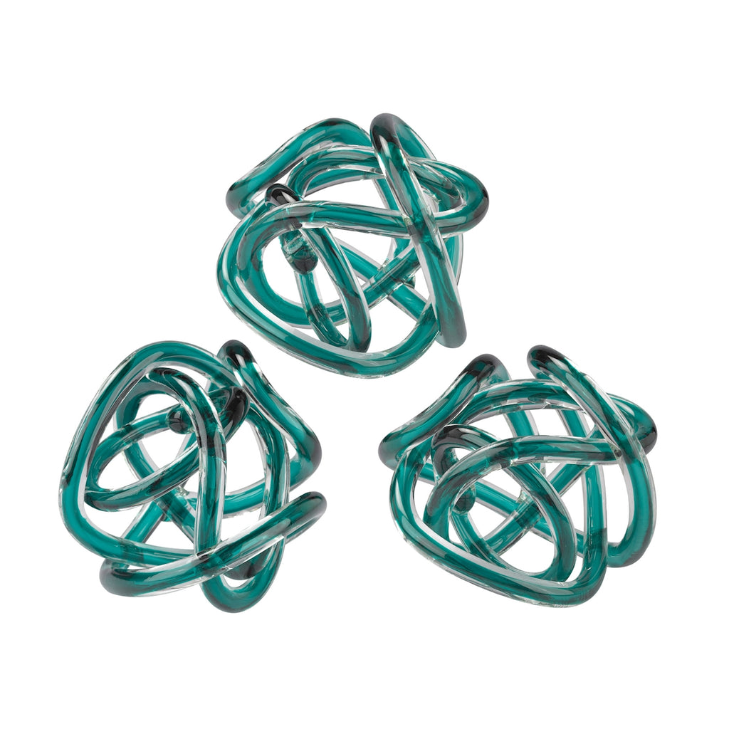 Aqua Glass Knot - Set of 3