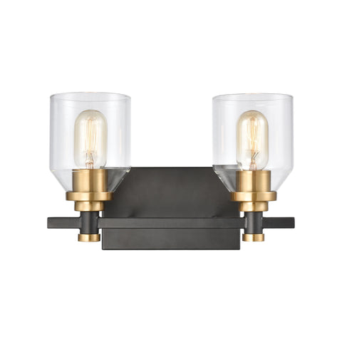 Cambria 2-Light Vanity Light in Matte Black with Clear Glass