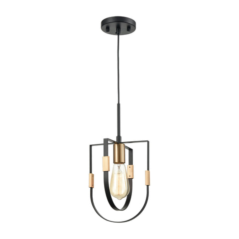 Heathrow 1-Light Mini Pendant in Matte Black and Satin Brass